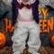 Adult Mega Bunny Costume White Jumpsuit with Vest Bow Tie Latex Hands Feet and Mask